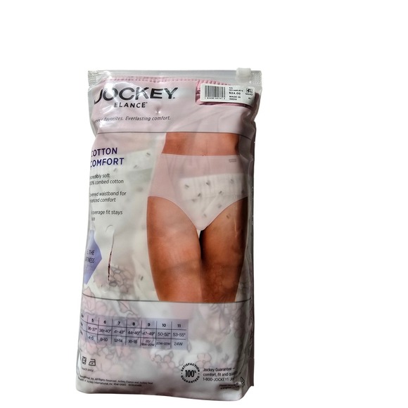 Jockey Elance Womens 3 Pack Briefs 100% Cotton Pink Floral Size 11 4XL New - Picture 2 of 3